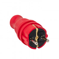 Вилка<br/>красная каучуковая прямая 230В 2P+PE 16A IP44 EKF PRO  RPS-011-16-230-44-rr