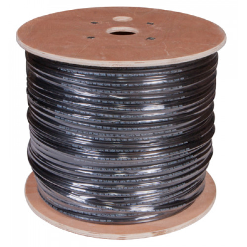 Кабель витая пара F/UTP,  CAT 5e, PE,  4PR,  24AWG, OUTDOOR, SOLID,  черный,  с тросом,  305м,  REXANT