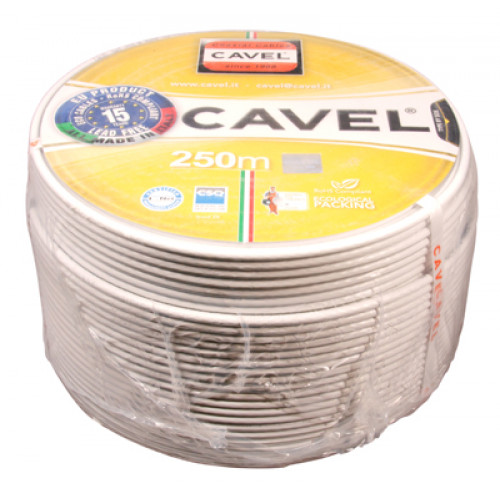 Кабель коаксиальный SAT 703 B, Cu/Al/CuSn,  75%,  75Ом,  250м, INDOOR,  белый CAVEL