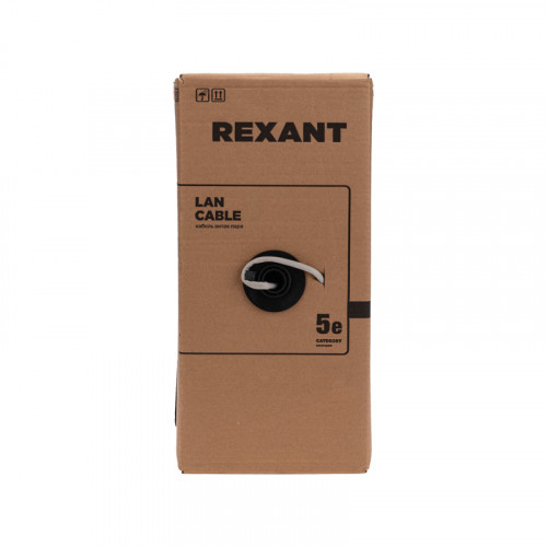 Кабель витая пара F/UTP,  CAT 5e, PE,  4PR,  24AWG, OUTDOOR, SOLID,  черный,  305м,  серия LIGHT,  РФ REXANT