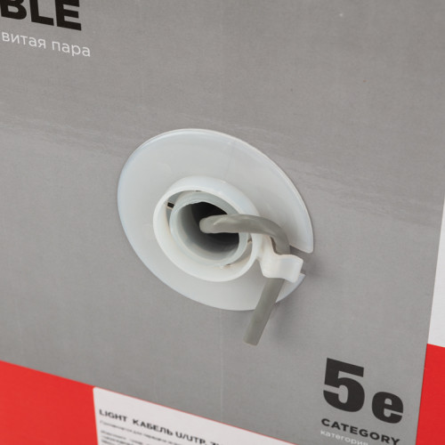 Кабель витая пара U/UTP,  CAT 5e,  ZH нг(А)-HF,  4PR,  24AWG, INDOOR, SOLID,  серый,  305м REXANT LIGHT