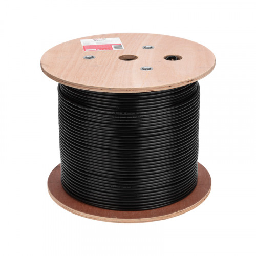 Кабель витая пара U/UTP,  CAT 6, PE,  4PR,  23AWG, OUTDOOR, SOLID,  черный,  305м REXANT